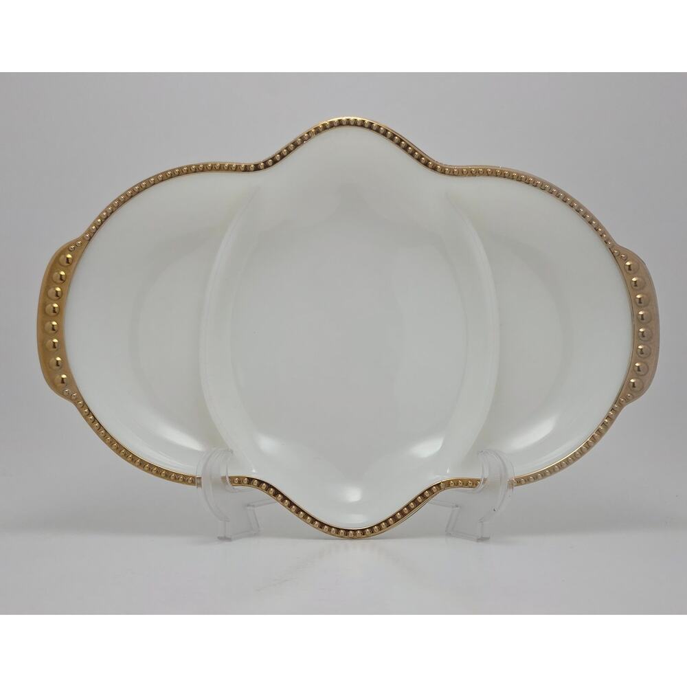Fire King Anchor Hocking Milk Glass Relish Tray Divided Dish